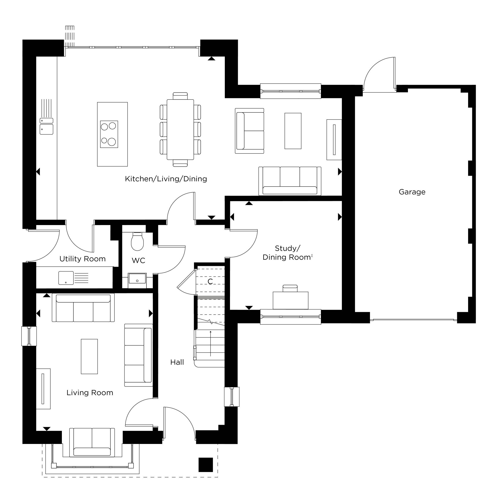 Plot 63 The Baldwin- Ground Floor Floorplan